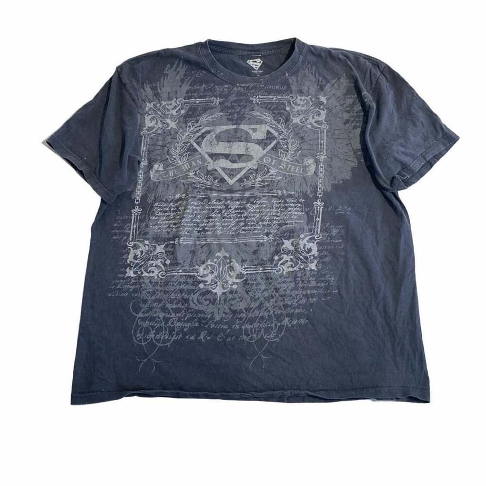 Superman Man Of Steel Graphic T Shirt Size XXL Black Comic Book Movie Tee